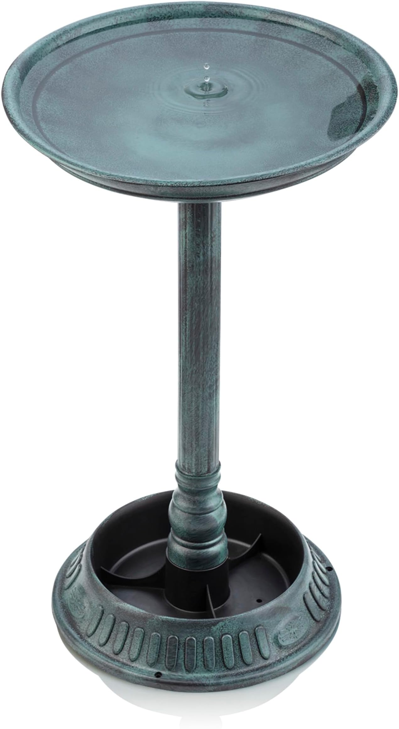 25" Tall Outdoor Birdbath with Planter Pedestal Yard Statue, Stunning Garden Accent, 15" Round, Green