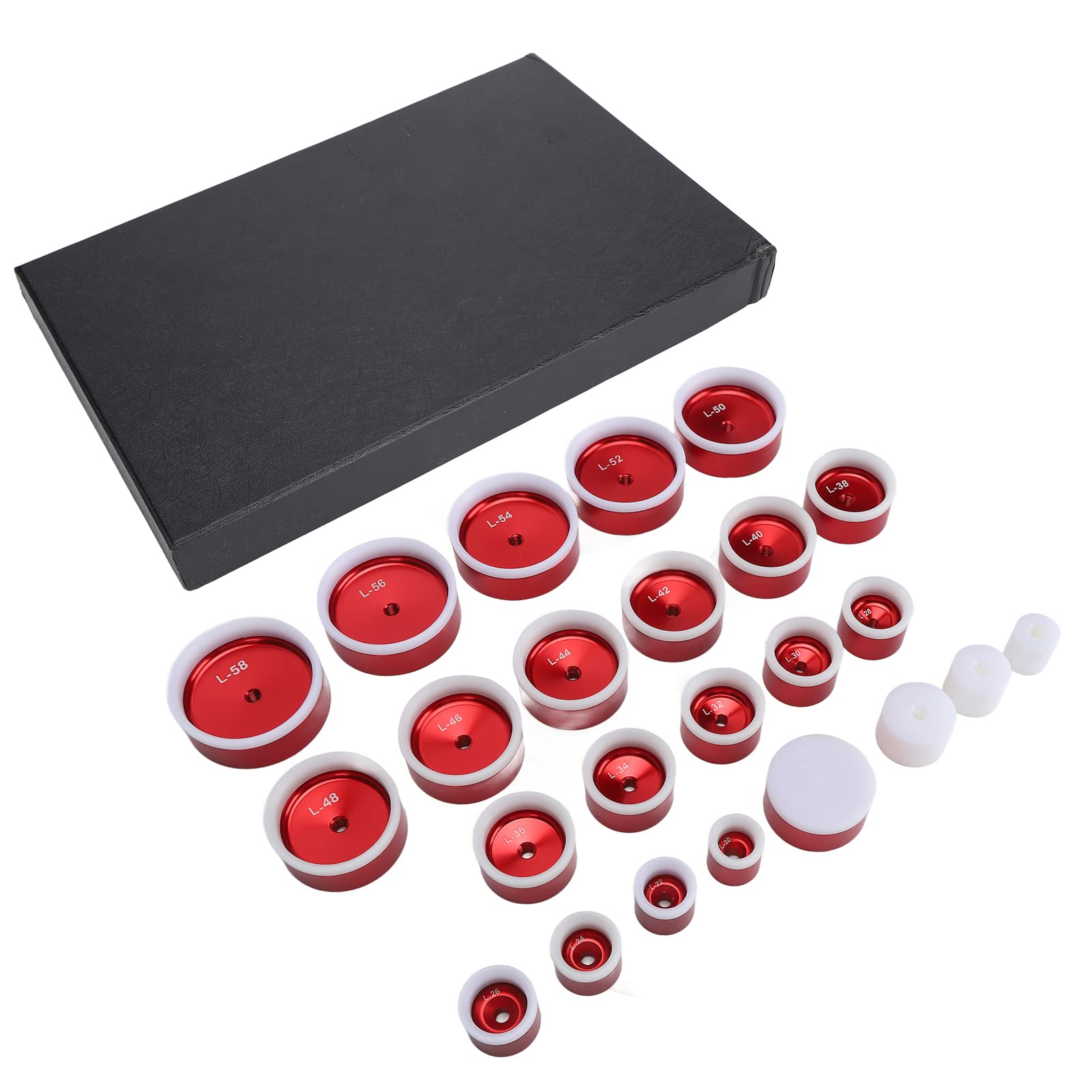 Juego de matrices para máquina de tapado de relojes, 24 unidades, conjunto de prensado para cubiertas traseras de relojes de aleación de aluminio, matrices de tapado de cubiertas d