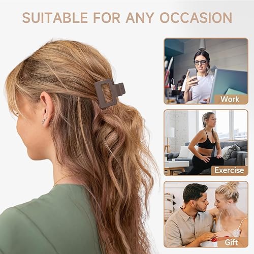 Miniatura 7 de Paquete de 12 pinzas de pelo pequeñas de 2 pulgadas para mujeres y niñas, cabello fino, pinzas cuadradas mate de sujeción fuerte