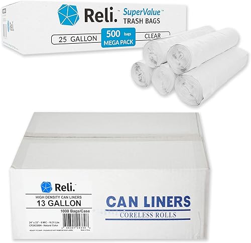Bolsas de basura de 13 galones (1000 bolsas) y bolsas de basura de 16-30 galones (500 bolsas)