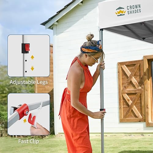Miniatura 4 de CROWN SHADES - Toldo desplegable de 8 x 8 pies con 1 pared lateral, tienda de campaña de playa que se arma con solo presionar un botón, glorieta