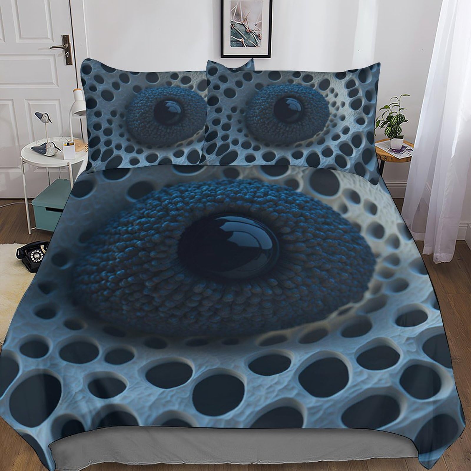 Housse de couette seabed organisms anti-glisse avec fermeture éclair pratique