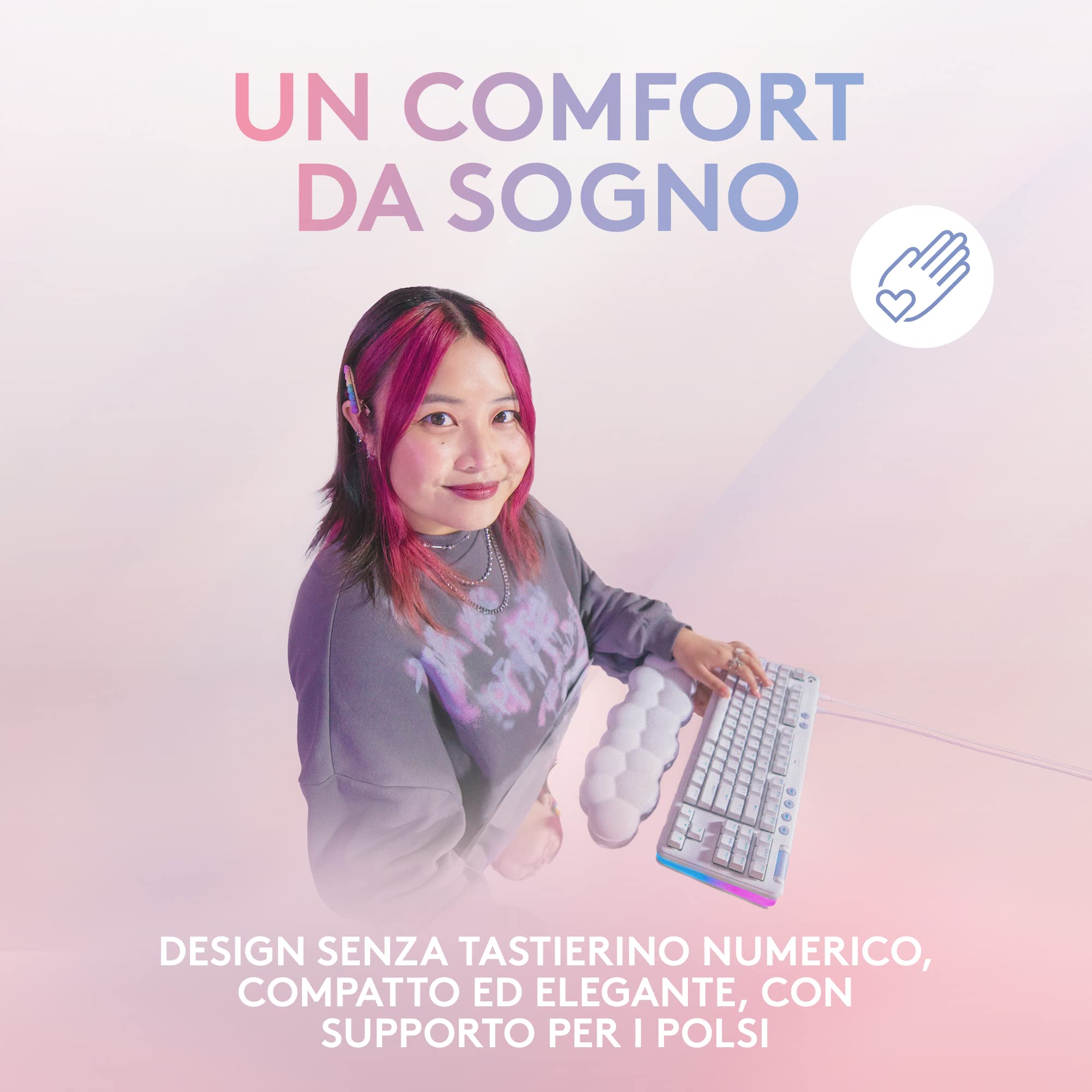Logitech G G713 Tastiera Cablata Per Gaming Con Luce RGB LIGHTSYNC, Linear Switch (GX Marrone) e Supporto Per Tastiera, Compatibile Con PC e Mac, White Mist