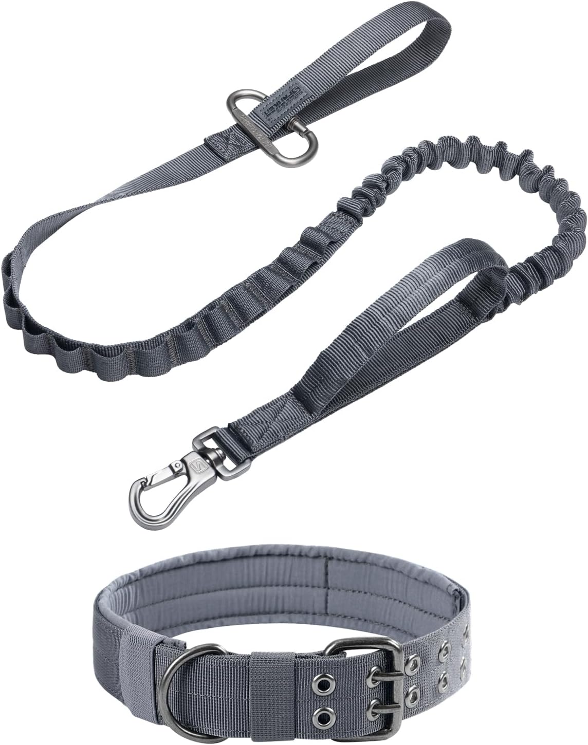 L Size 1.5" Width Military Dog Collar for Medium Large Dogs with Tactical Bungee Dog Leash