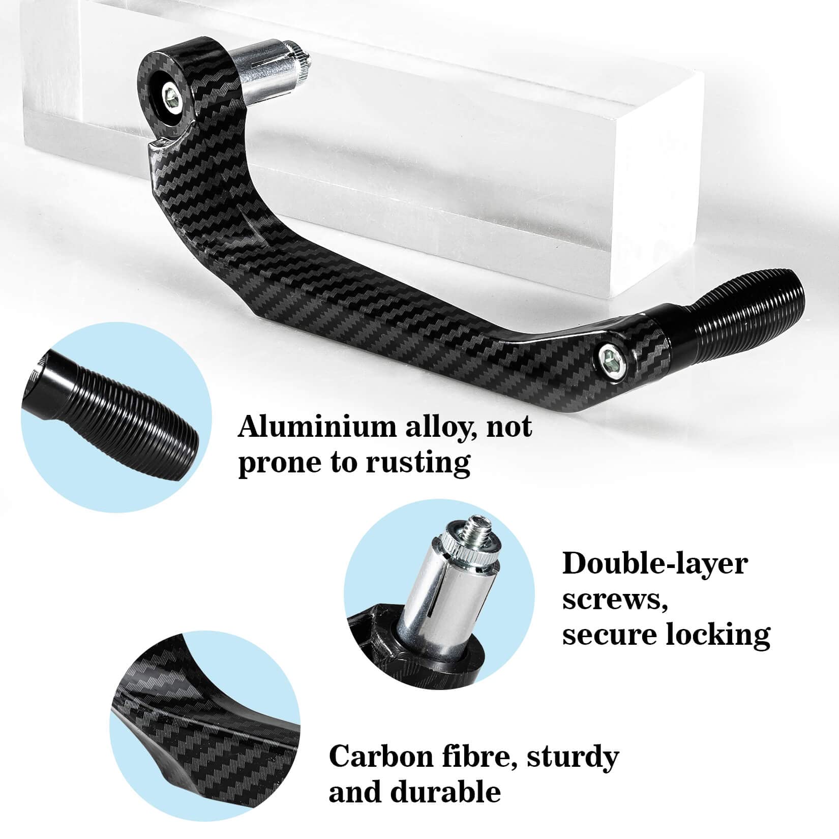 PSLER Protector de Palanca de Embrague de Freno de Manillar de Motocicleta Manillar Universal de 7/8" de 22 mm, Protector de Mano Accesorios para Motos (Negro, Fibra de Carbon)