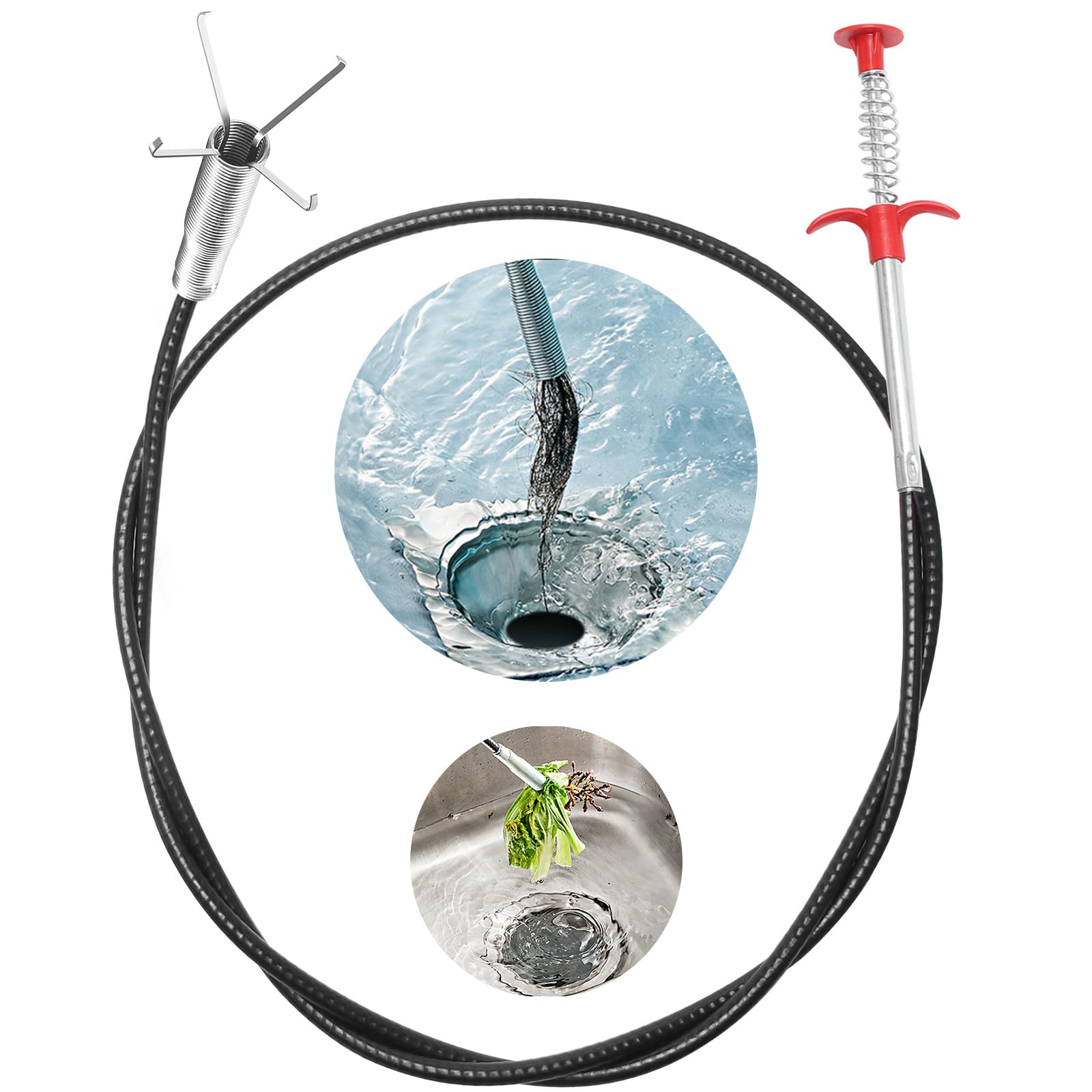 Drain Snake Hair Drain Clog Remover Tool - 61 Inch Long Sewer Cleaning Hook, Sink Drain Cleaner for Sewer Kitchen Bathroom Shower Tub Toilet, Flexible Grabber Claw Pick Up Reacher Tool (B0D1Y6SK71) Amazon Price History, Amazon Price Tracker