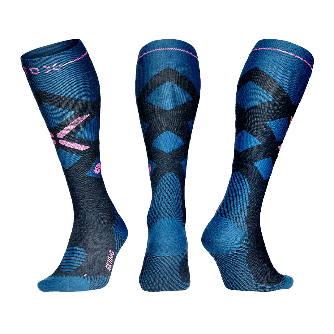 STOX Energy Socks Chaussettes de Ski pour Femme, Bas de Contention en Laine Mérinos, Chaussettes de Compression Chauffantes Femmes, Compression Socks Thermiques de Ski et Snowboard