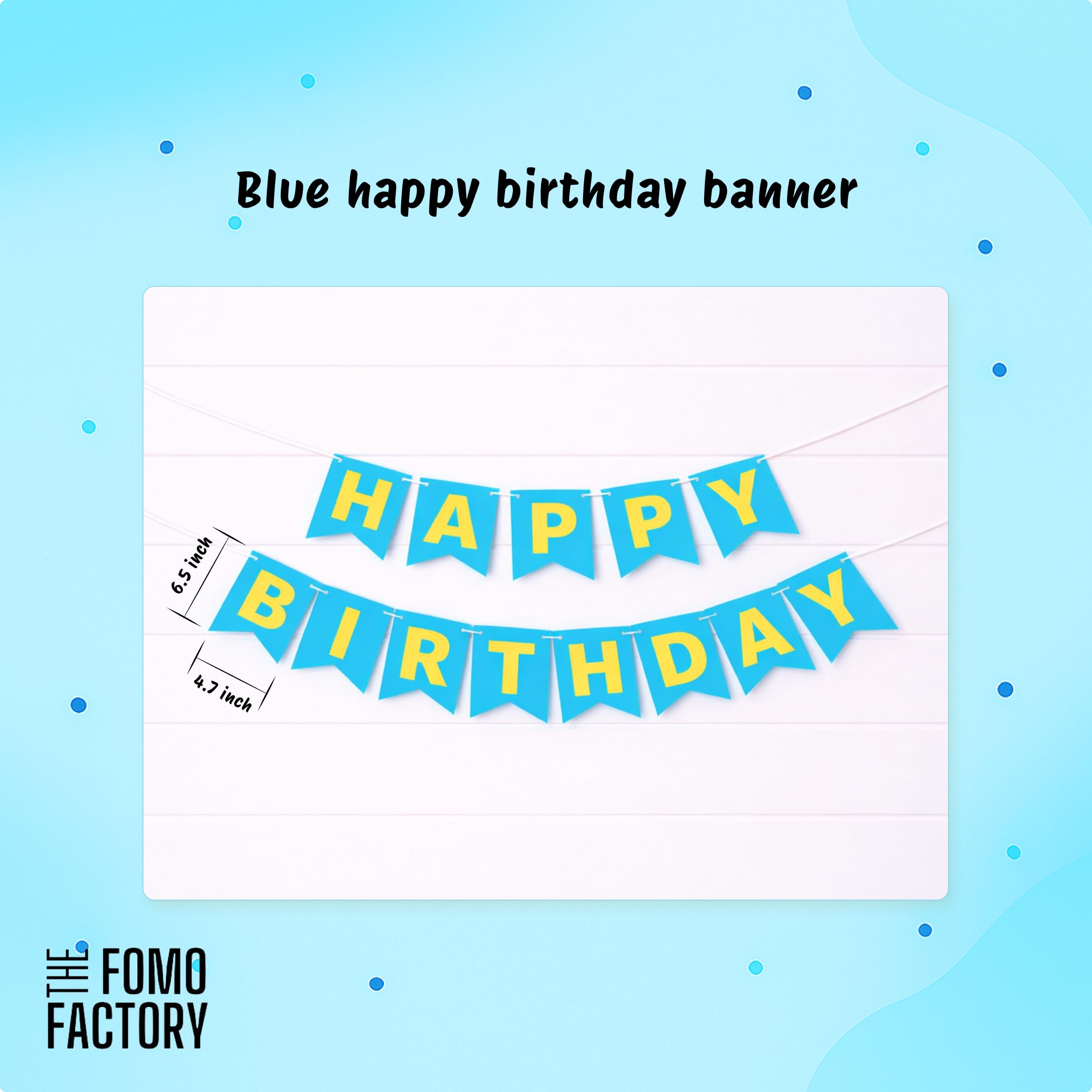 The FOMO Factory 8 Pcs Flower Balloon Clips + 50 Pcs Metallic Chrome Balloons - Blue Birthday Decoration Items with Blue HBD Banner | Party Accessory Kit for Kids Birthday Cute (BlueFC) 2