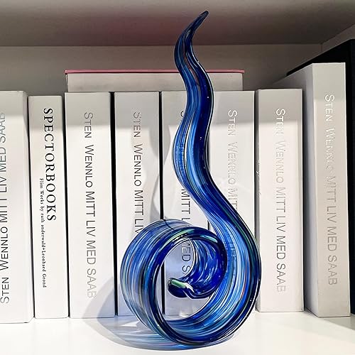 Miniatura 6 de Escultura de cristal soplado a mano de 11.4 pulgadas de alto, escultura de arte estilo Murano, estatuas de decoración del hogar, decoración del