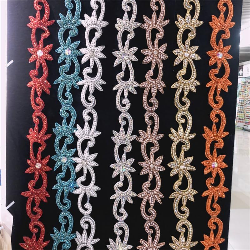 Cinta de diamantes de imitación con motivo de cristal de 5 yardas, cinta con diamantes de imitación para planchar, apliques para decoración de bodas, oro AB
