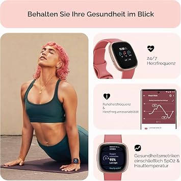 Fitbit Versa 4 Fitness Smartwatch with Daily Readiness for Men and Women with Cleaning Cloth and Charger (Pink Sand/Copper Rose)