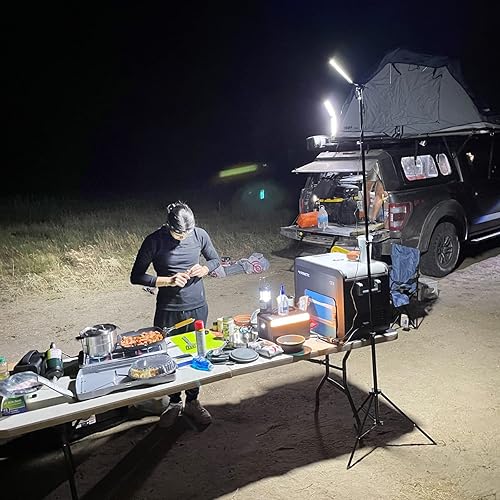 Miniatura 6 de Conpex Luces LED para acampar con cable, 23000 lúmenes, trípode telescópico de luz de campamento, luces de pesca nocturna para banco, luz portátil