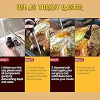 Vista 3 de Jeringa para Pavo, Jeringa de Acero Inoxidable para Cocinar con Inyectores de Marinada, Jeringa, Brocha para Untar, Cepillo de Limpieza Grueso