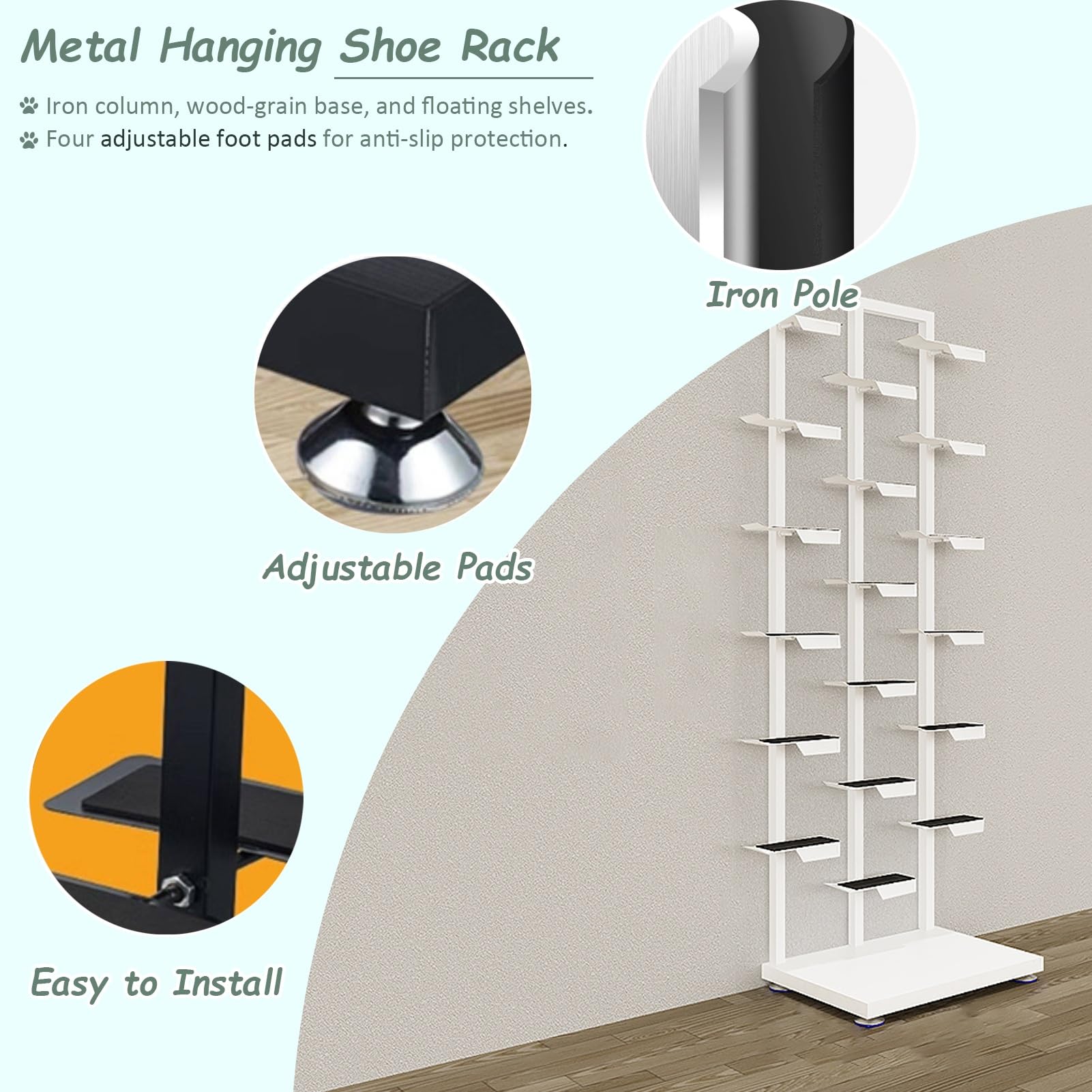 UrbanUp Espositore Scarpe Espositore per Scarpe per Grandi Negozi di Abbigliamento, Scaffale per Scarpe da Ginnastica e da Basket, Espositores per Collezioni di Scarpes(Black+wood A,L)