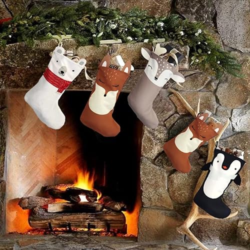 Miniatura 6 de Juego de 4 medias de Navidad para regalo y golosinas, bonitas medias de Navidad para colgar en la chimenea, decoraciones de Navidad y decoración de