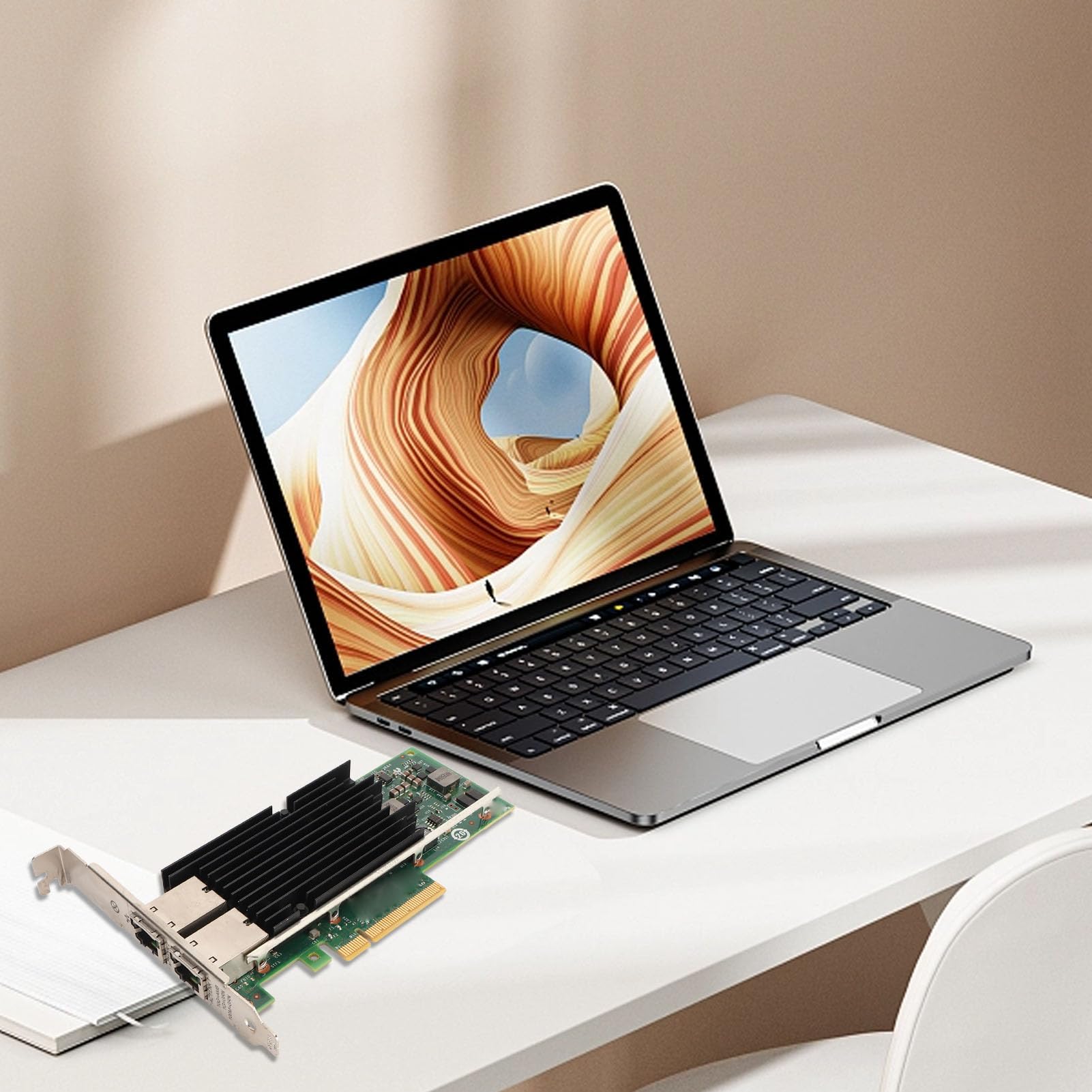 Denash Karta Sieciowa PCIE Dual RJ45 10 GB NIC PCIE X8 716589 002 Gigabit Ethernet Karta dla Danych Plug and Play, dla Specjalistów IT dla Profesjonalistów IT