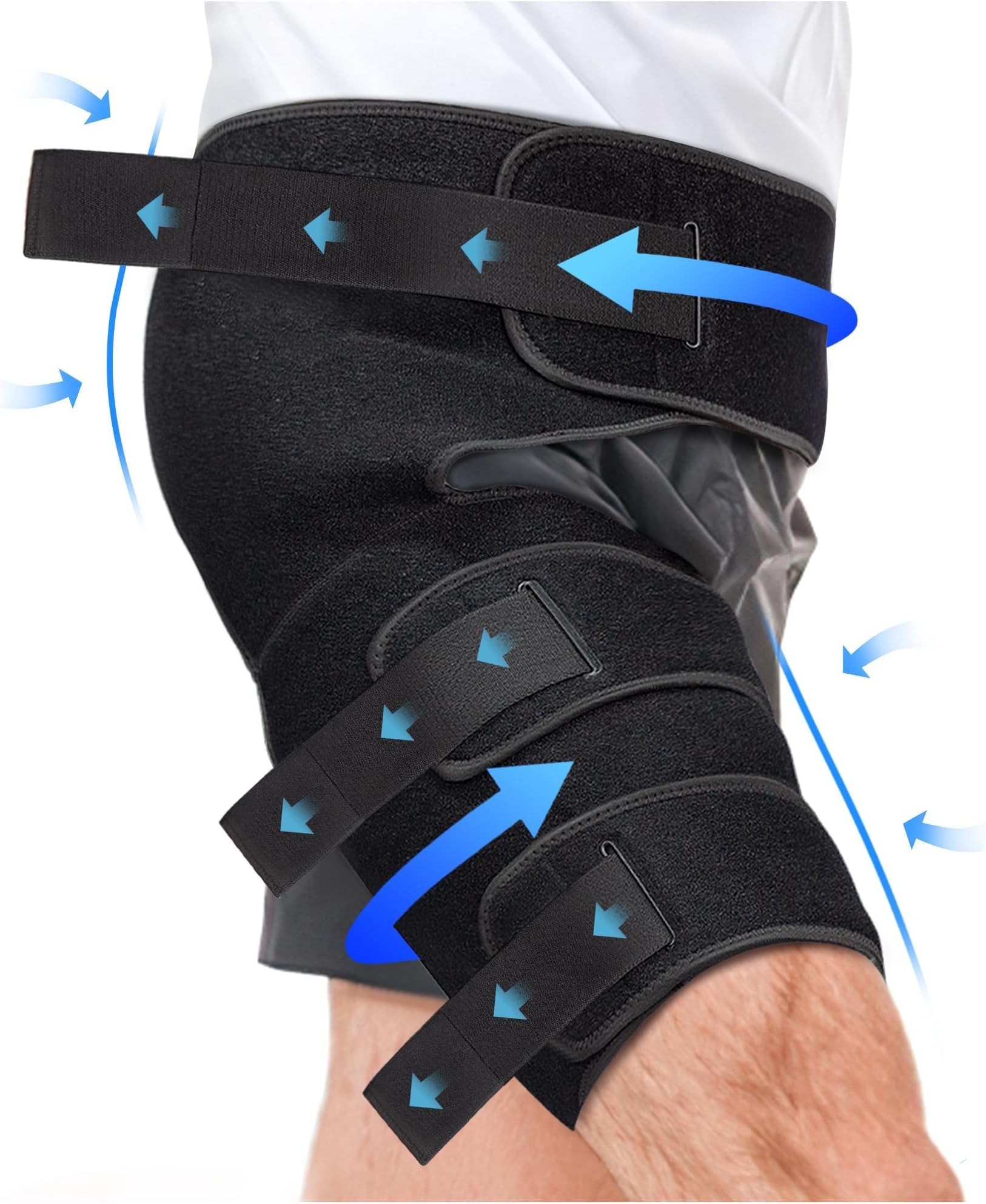 Hiball Adjustable Hip Brace, Groin & Hamstring Compression Wrap for Men Women, Thigh Compression Sleeve With 6 Pressure Straps, Buttock & Quad Support, Upper Leg Brace for Sciatic Nerve Pain, Bursitis