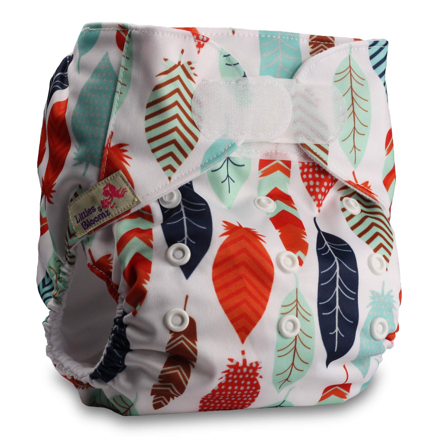 Littles & Bloomz, Reusable Pocket Cloth Nappy, Fastener: Hook-Loop, Set of 1, Pattern 65, with 1 Microfibre Insert