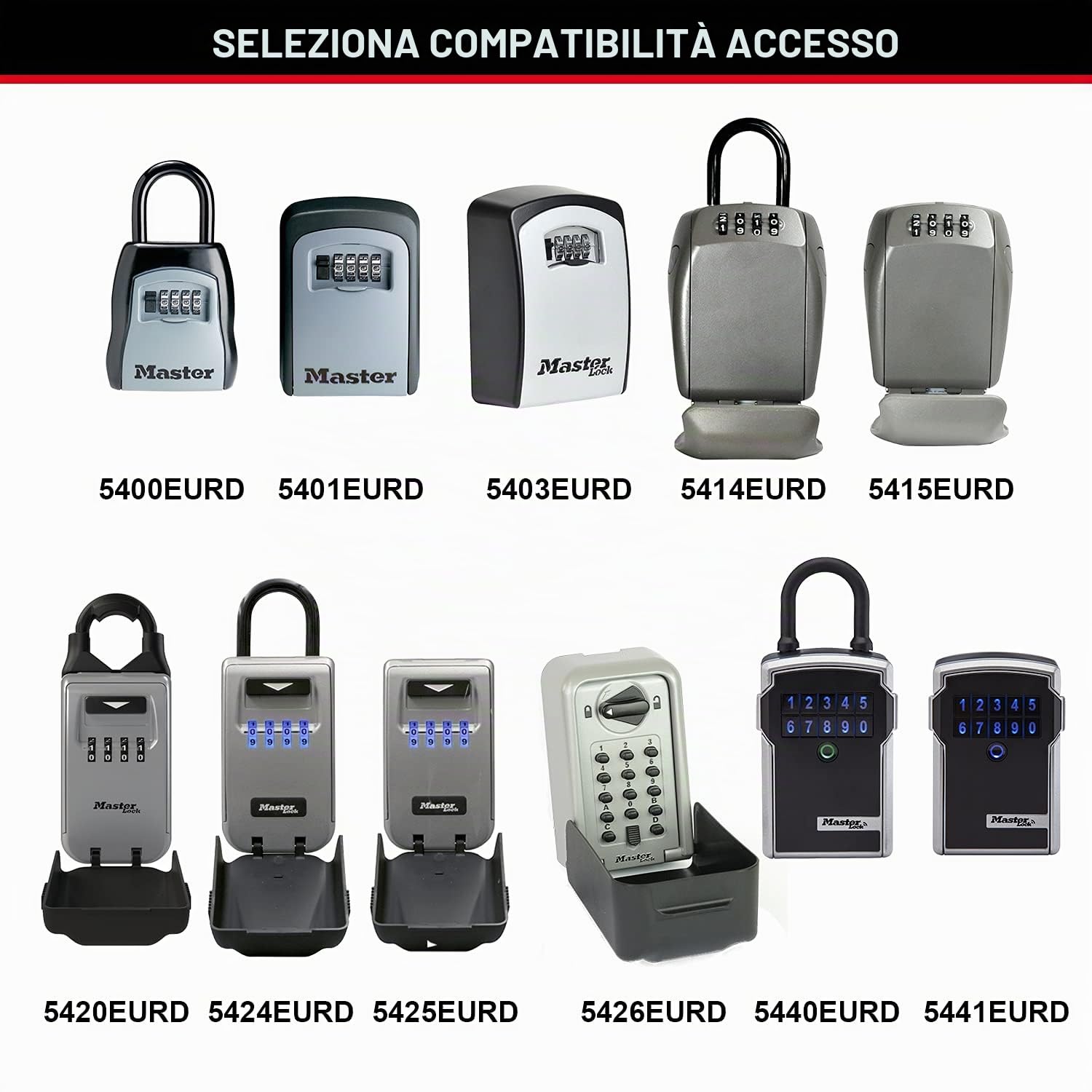 Master Lock 5490EURD Cavo Retrattile per Mini casseforti per Chiavi, da 91 cm, Nero, 0 cm x 0 cm x 0 cm