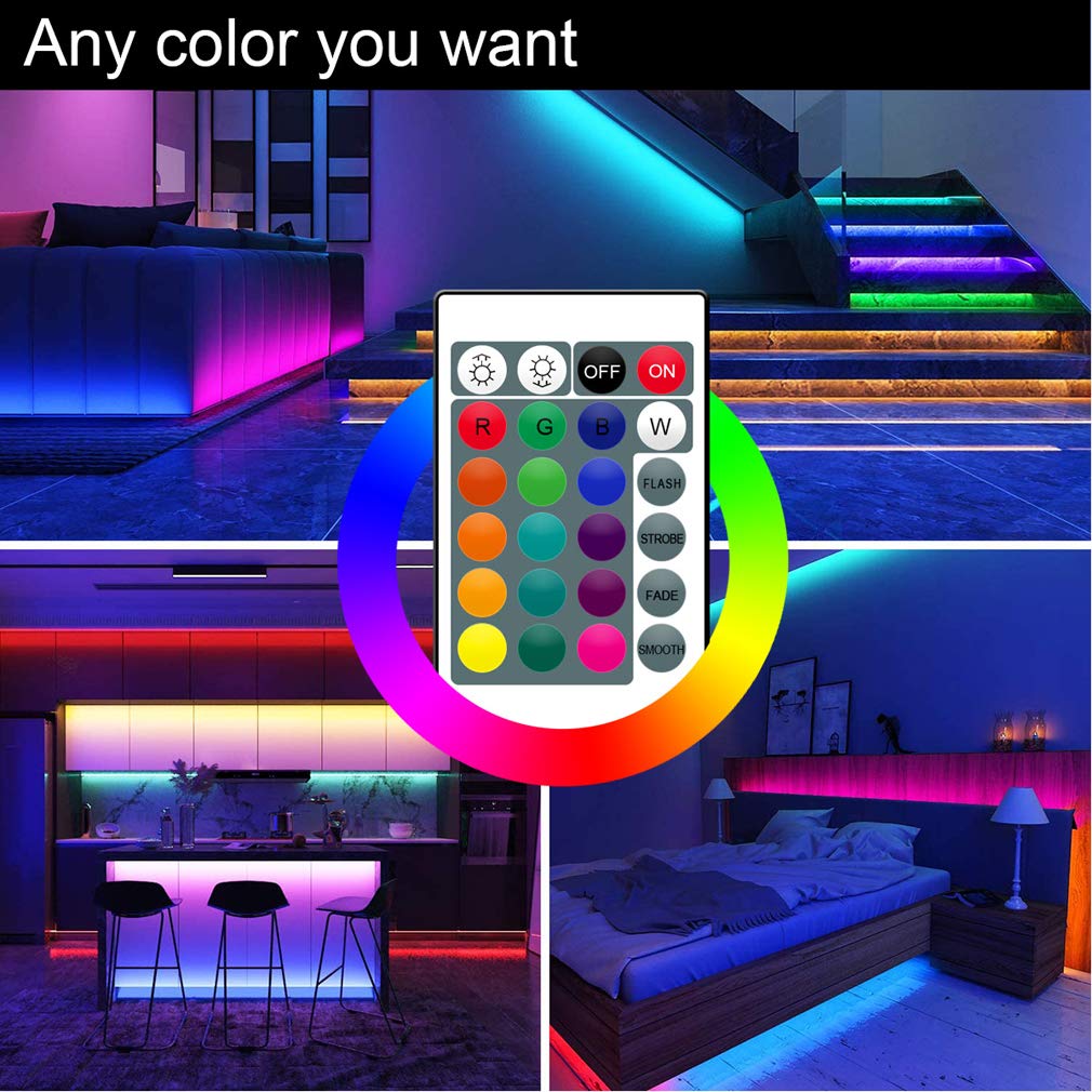 Striscia LED 5M, WiFi Luci LED Colorate Smart Phone Strisce LED Compatibile RGB SMD 5050 Musica SYNC LED Strip Controllo App E 24 Tasti Telecomando RF per Casa Cucina Festa TV Decorazione,15M