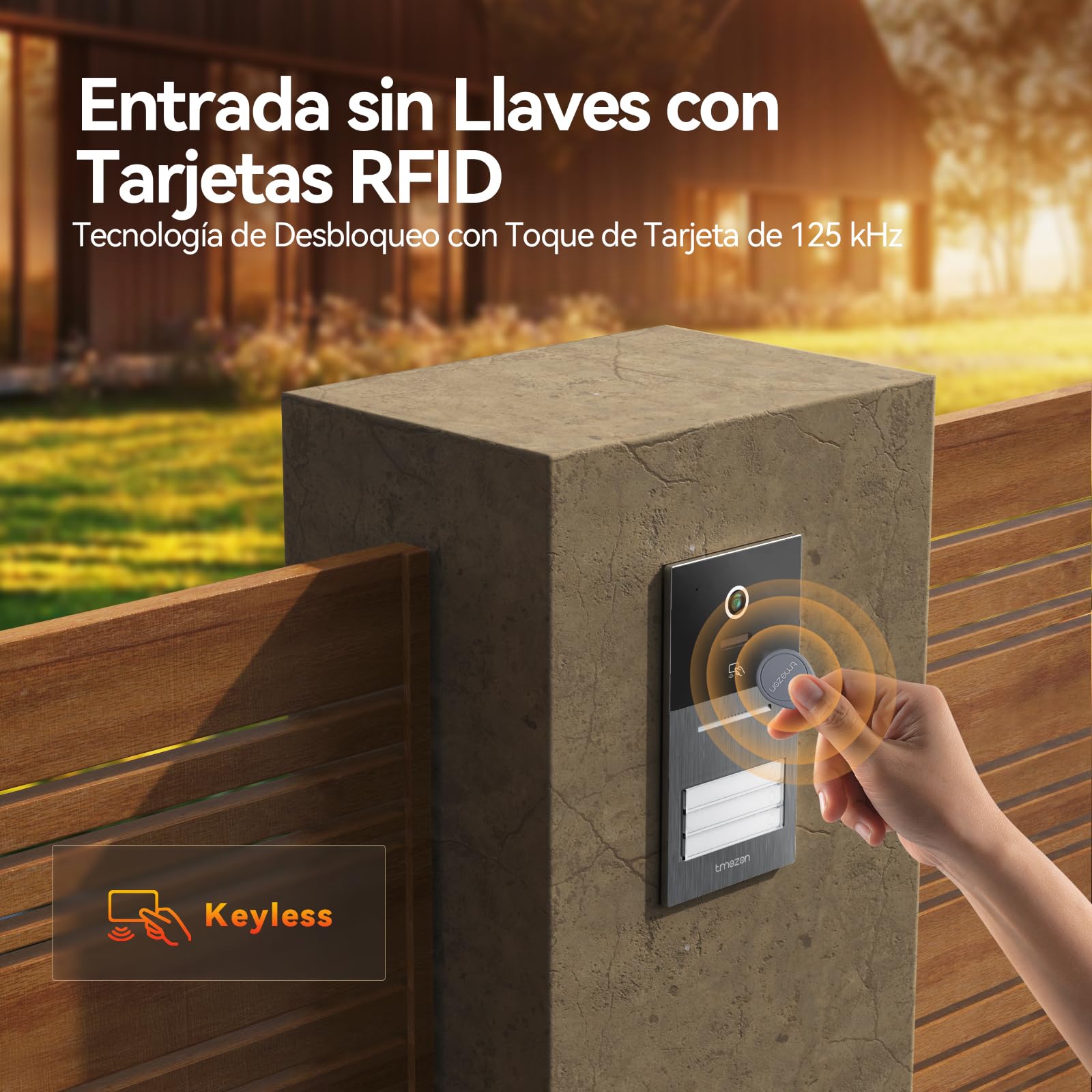 TMEZON Videoportero WiFi 2 Hilos,Sistema de Intercomunicación con 7'' Monitor Táctil a Color,Timbre Metálico de 1080P con Cámara,detección de Movimiento Humano,Desbloqueo en Remoto,para 3 familias