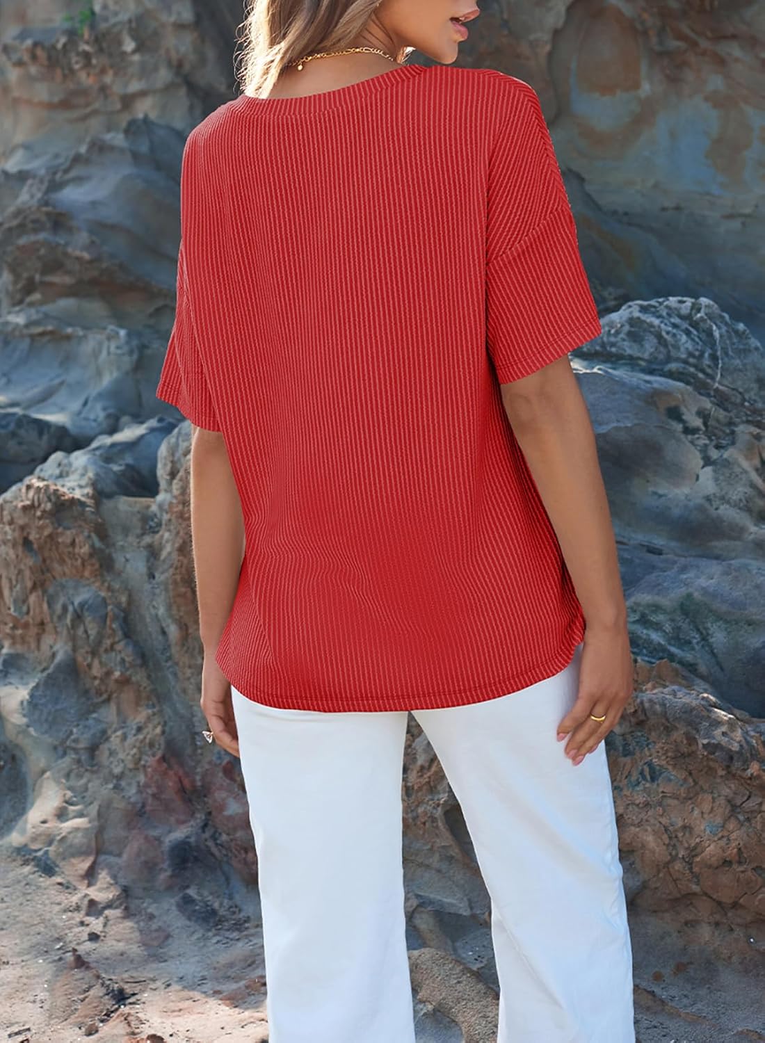 EVALESS Womens Summer Tops Oversized T Shirts Short Sleeve Blouses for Women Dressy Casual Work Outfits - Image 4