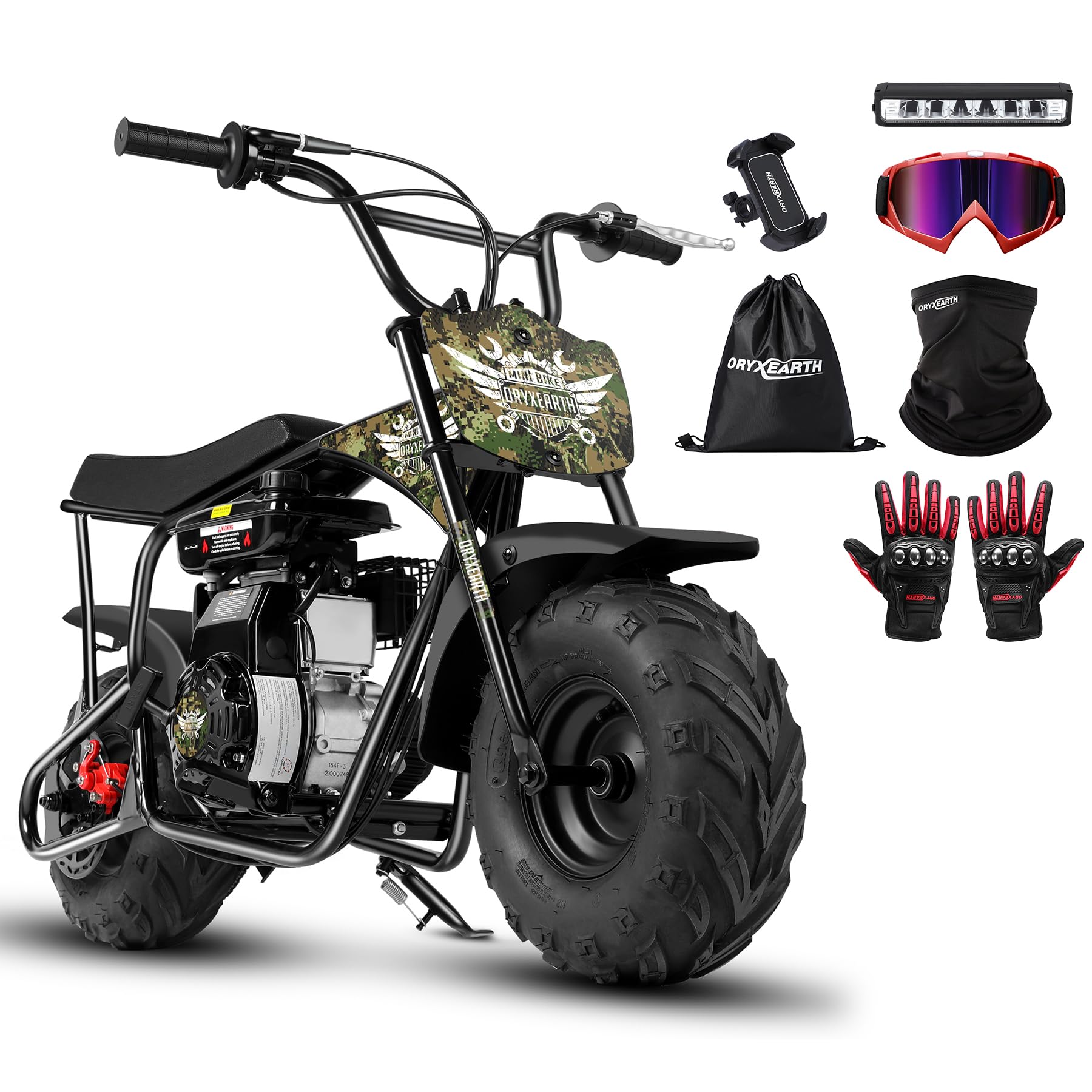 Oryxearth Mini Bike 105CC 4-Stroke Gas-Powered Mini Bike, Off-Road Dirt Bike for Kids Adult