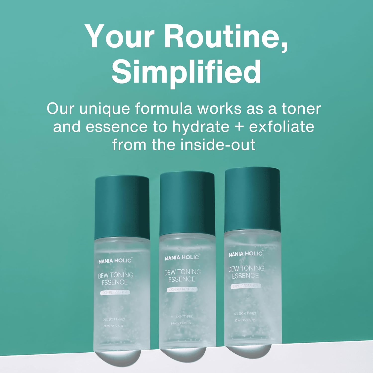 MANIA HOLIC Dew Toning Essence, 2-in-1 Exfoliating Toner Essence Formula with Galactomyces Ferment, Panthenol, & Peptides, Reduces Fine Lines and Wrinkles, Hydrating Korean Skin Care, 2.70 fl oz