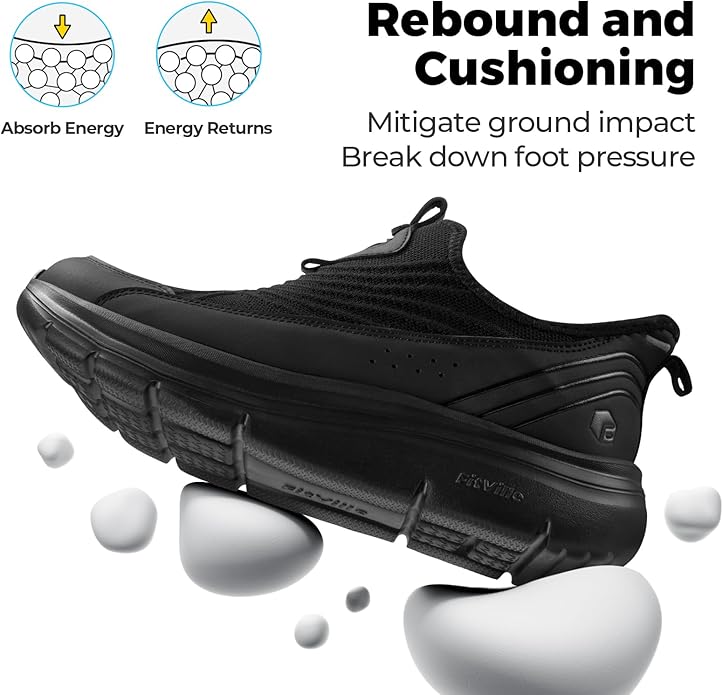 FitVille Men's Extra Wide Slip on Walking Shoes, Breathable Hands Free Slip on Sneakers, Comfortable Orthopedic Shoes for Standing All Day - Step Ease V1