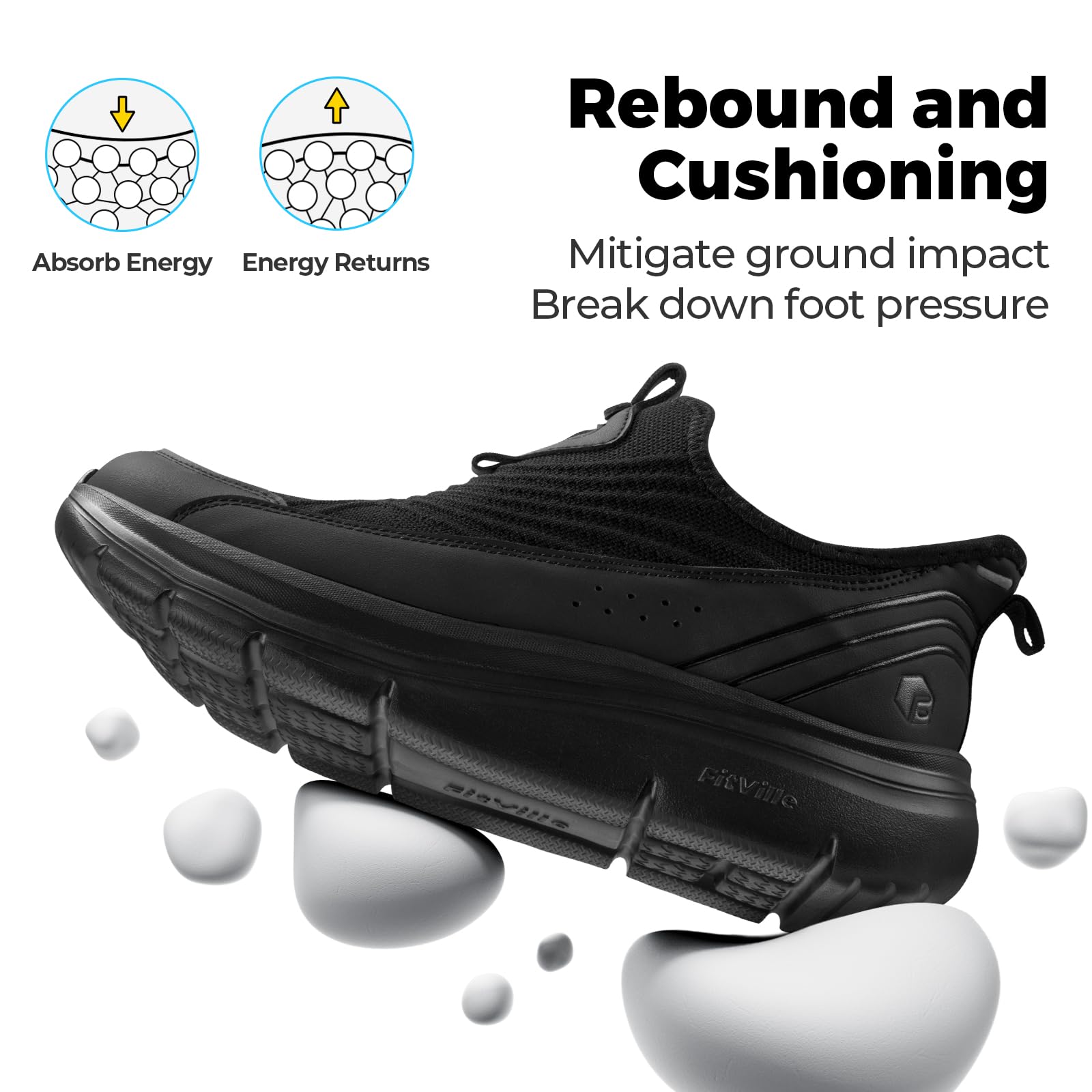 FitVille Slip On Scarpe da Passeggio Uomo Extra Larghe Sneakers Sportive da Corsa Camminata Traspiranti Comode dalla Calzata Ampia Senza Lacci