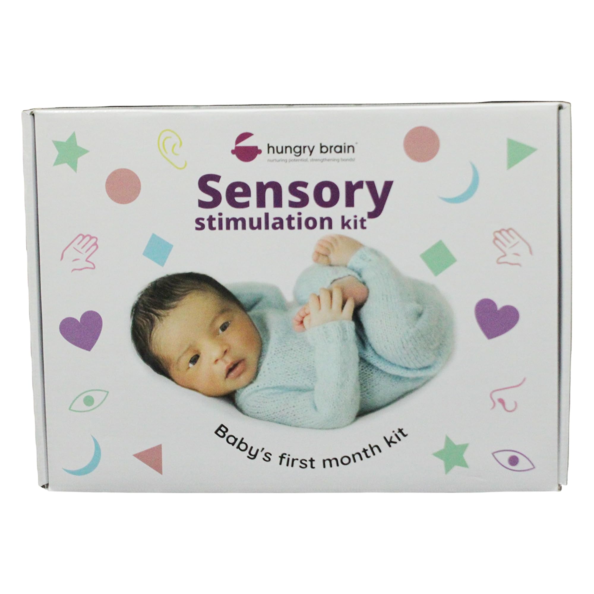 Hungry Brain Newborns Sensory Stimulation Kit for Babies 0 to 1 Months | High Contrast Black & White Flash Cards | Visual, Olfactory, Auditory, Tactile Stimulation | Newborn Learning Kit (B09HKJJD29) Amazon Price History, Amazon Price Tracker