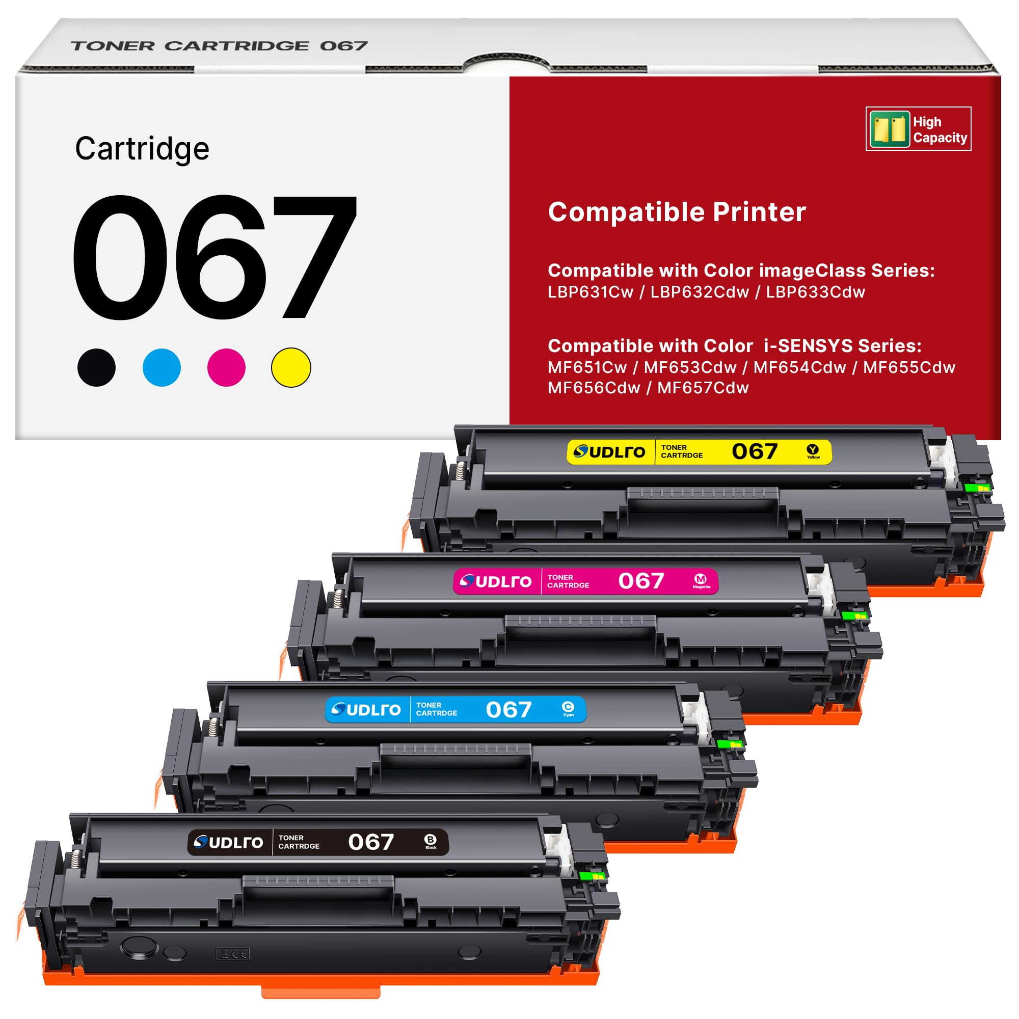 067H Toner Cartridges 4 Pack for Canon MF654Cdw MF656Cdw LBP632Cdw