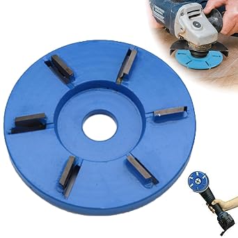 6 Teeth Wood Carving Disc,6 Teeth Stump Grinder Blade Tools,Stump Remover Angle Grinder Wood Carving Discs for Angle Grinder Flat Blade-22mm Inner Diameter