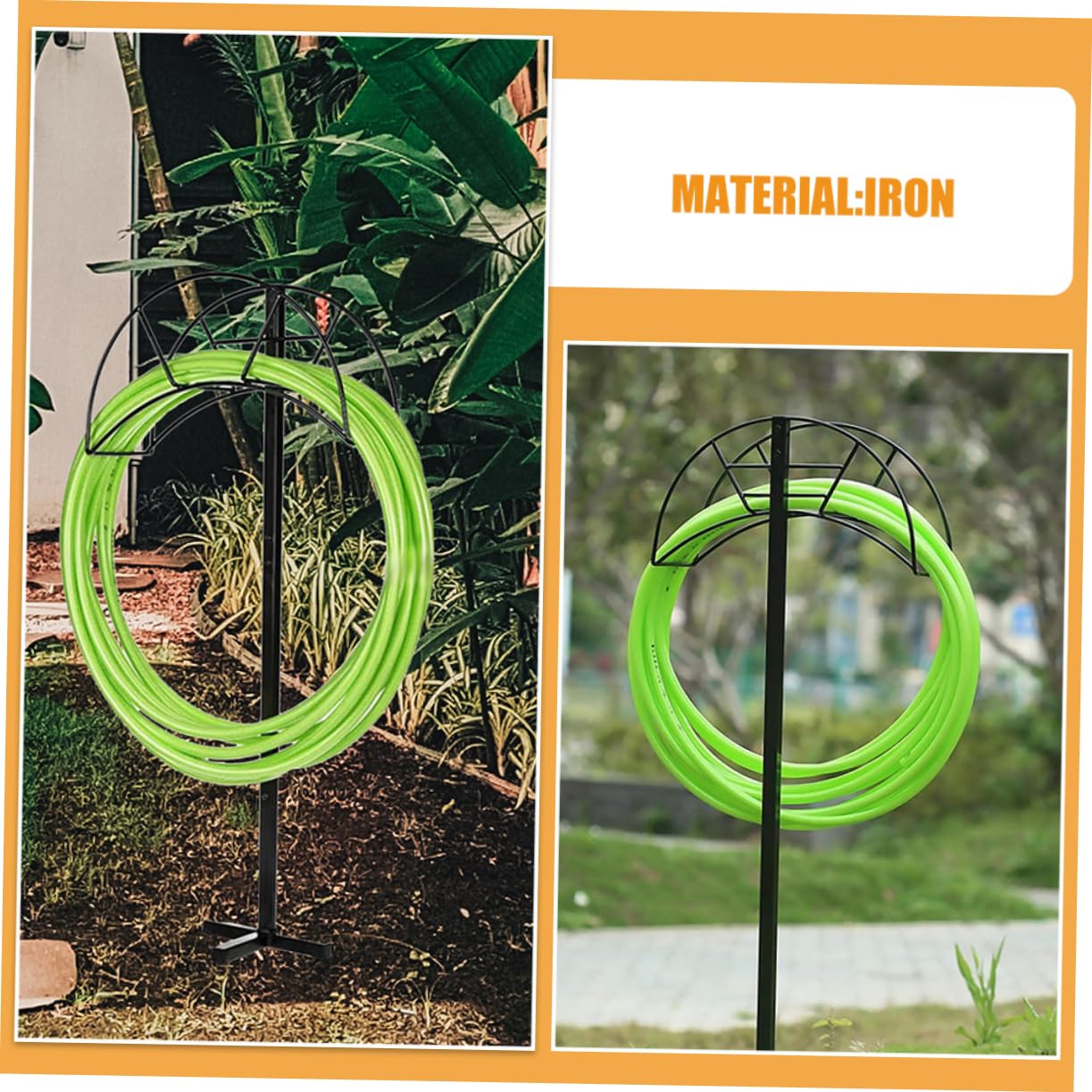 Gatuida Soporte de Manguera de Hierro Negro, Portátil y Desmontable | Estructura Metálica, sin Herramientas, Resiste Viento y Lluvia, para Actividades al Aire Libre y Viaje