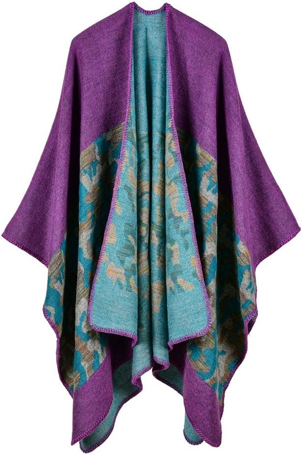 Bakerdani Women's Winter Wrap Blanket Poncho Cape Shawl Cardigans Sweater Coat