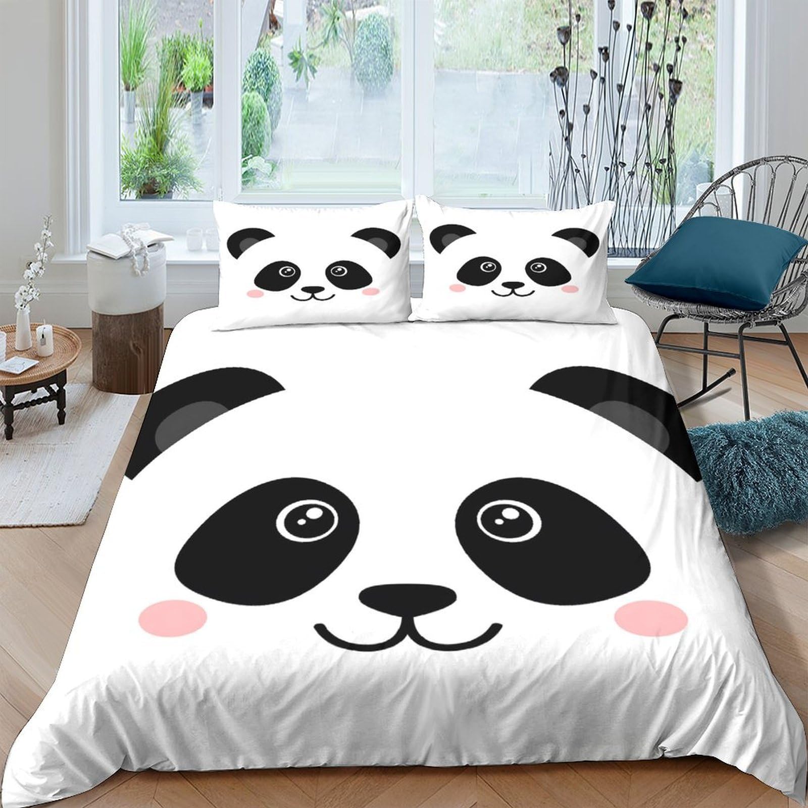 Ctjqhvkz Style-4 3D Printed Cute Panda Fitted Sheet Microfiber Soft Anti-Slip Cartoon Animal Bed Sheet For Bedroom Dorm Decor Single（135X200cm）