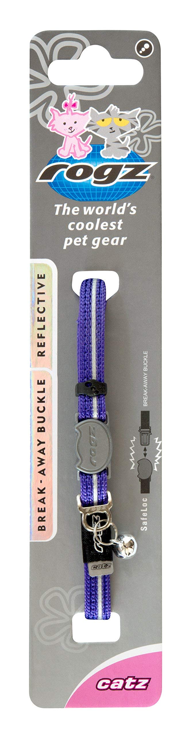 Rogz Catz ReflectoCat Breakaway Safety Collar For Cats, Blue, Small Size