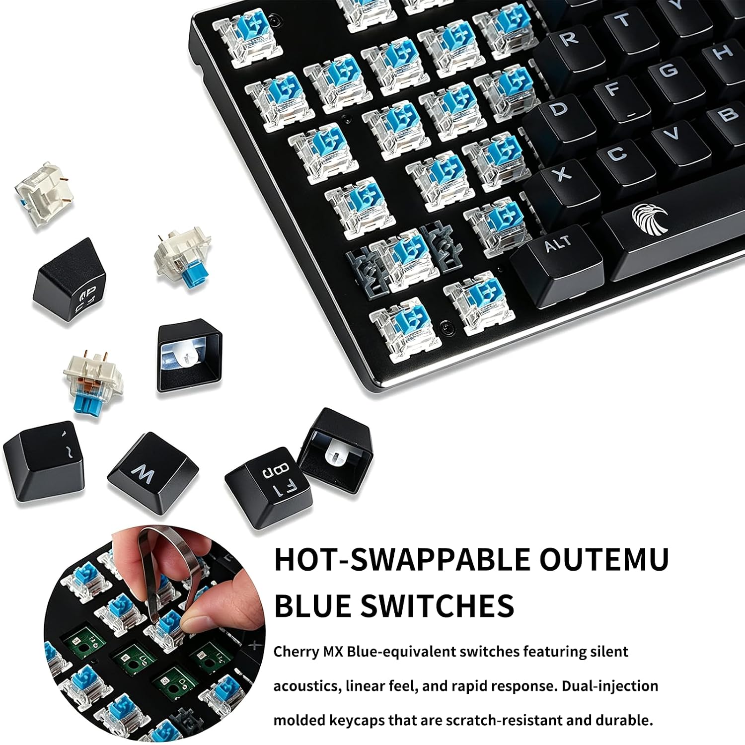 Keyboard Clicker for 3D Prints,for Gaming,DIY Custom Keyboards(Blue) (50+1)