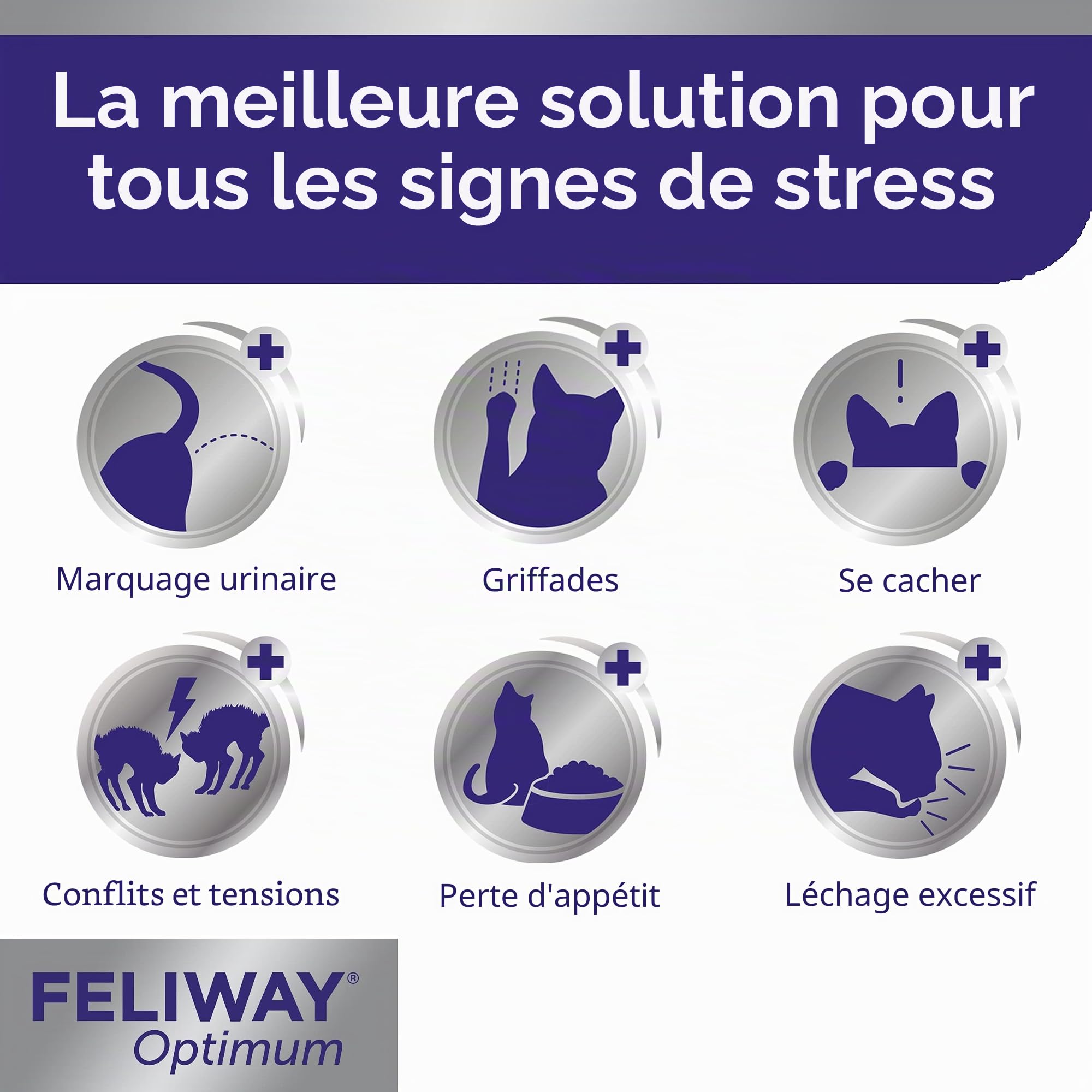 Feliway® Optimum - Kit anti-stress apaisant pour chats composé d’un diffuseur et d’une recharge de 48 ml de phéromones félines plus forts pour détendre et calmer les chats stressés