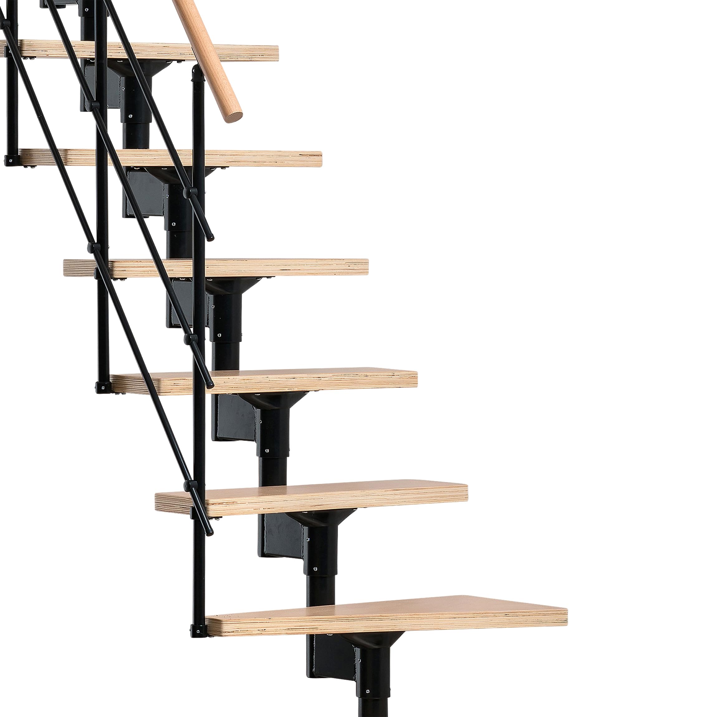 DOLLE Elegante Raumspartreppe in modernem Design, edlem Schwarz und Stufen aus Buche Multipex
