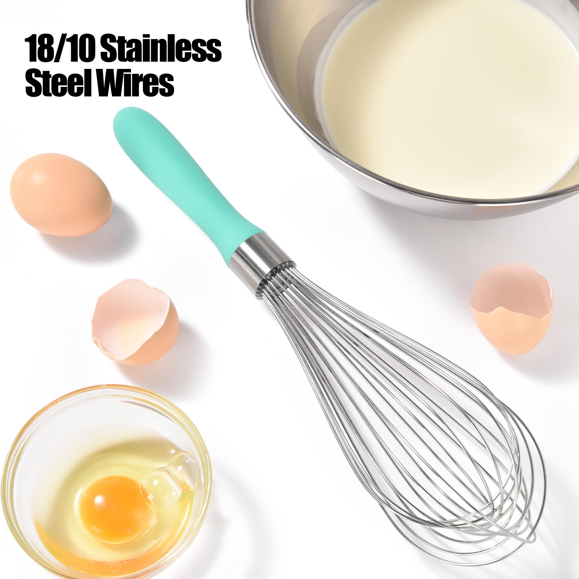 Doosu Balloon Whisk: 18/8 Stainless Steel Kitchen Whisk for Cooking Manual Hand Whisk with 12 Sturdy Wires and Non-Slip Silicone Handle for Whipping Blending Beating Stirring (30cm - Image 3