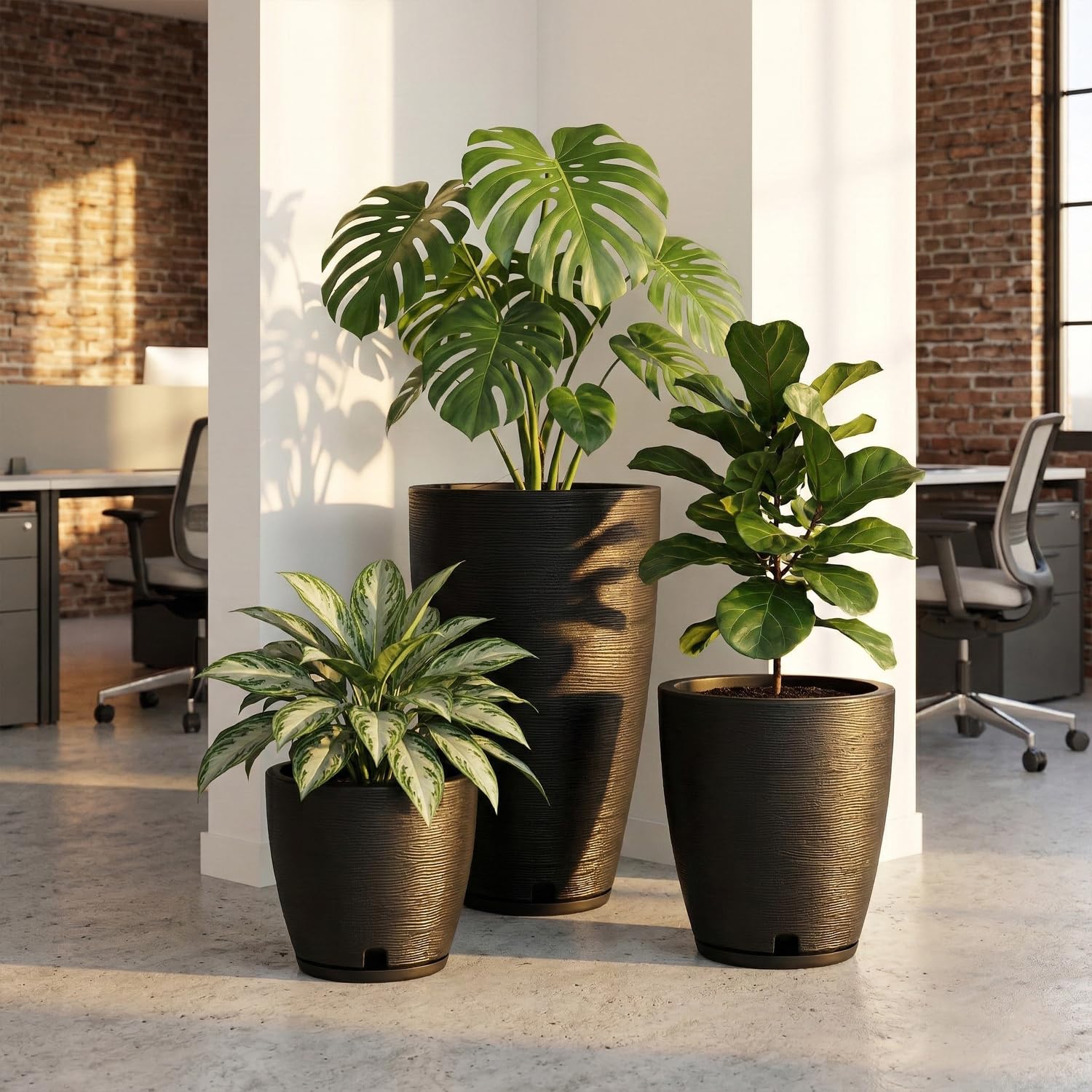 Amazon.com : Floridis Set of 3 Black Planters for Indoor Outdoor