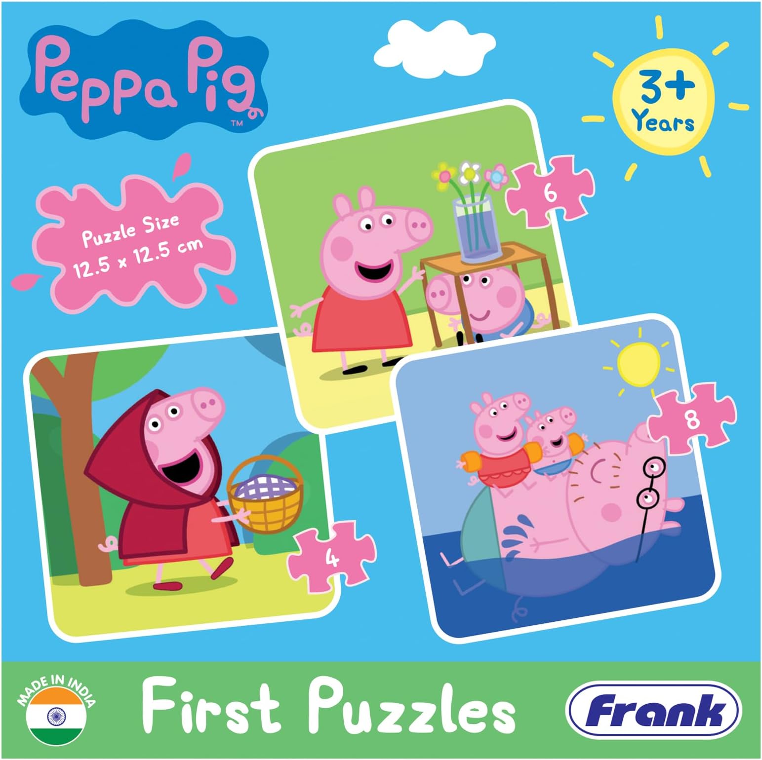 Frank Peppa Pig - Set of 3 Jigsaw Puzzles for Kids for Age 4 and Above | Fun & Educational Brain Booster Puzzle Games for Focus, Memory & Early Learning | Puzzles for Kids | Great Gifts Option