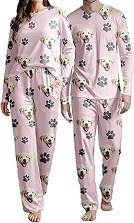 Custom Face Pajama Sets, Personalized Sleepwear with Photo Pet Dog, PJS Funny Gift Pajamas