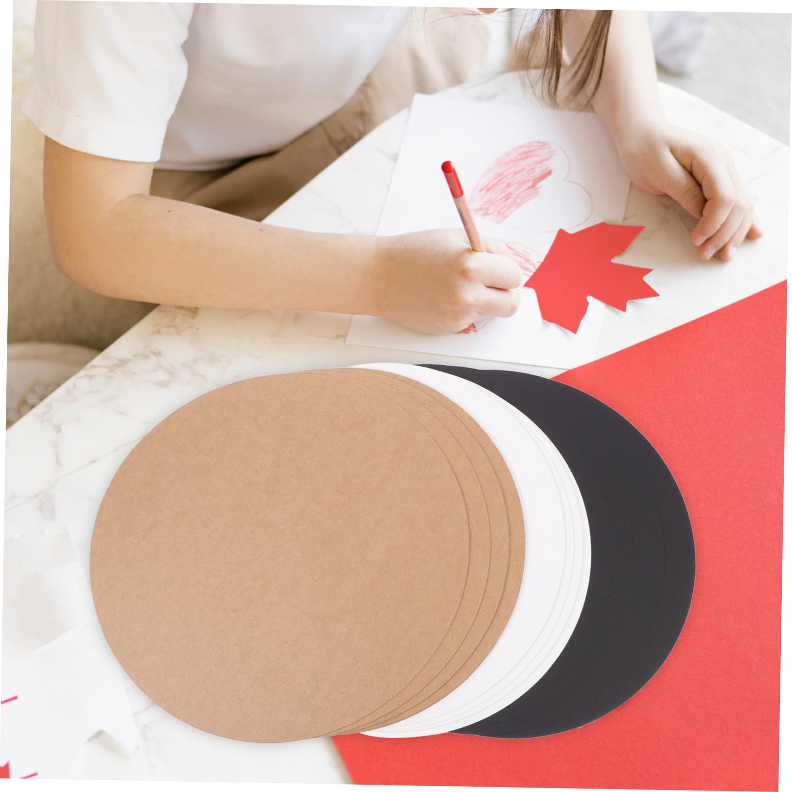 HOODANCOS 60 Cartoncini Rotondi in Carta Kraft Nera, Leggeri e Portatili, Superficie Liscia, per Pittura e Calligrafia Fai da Te