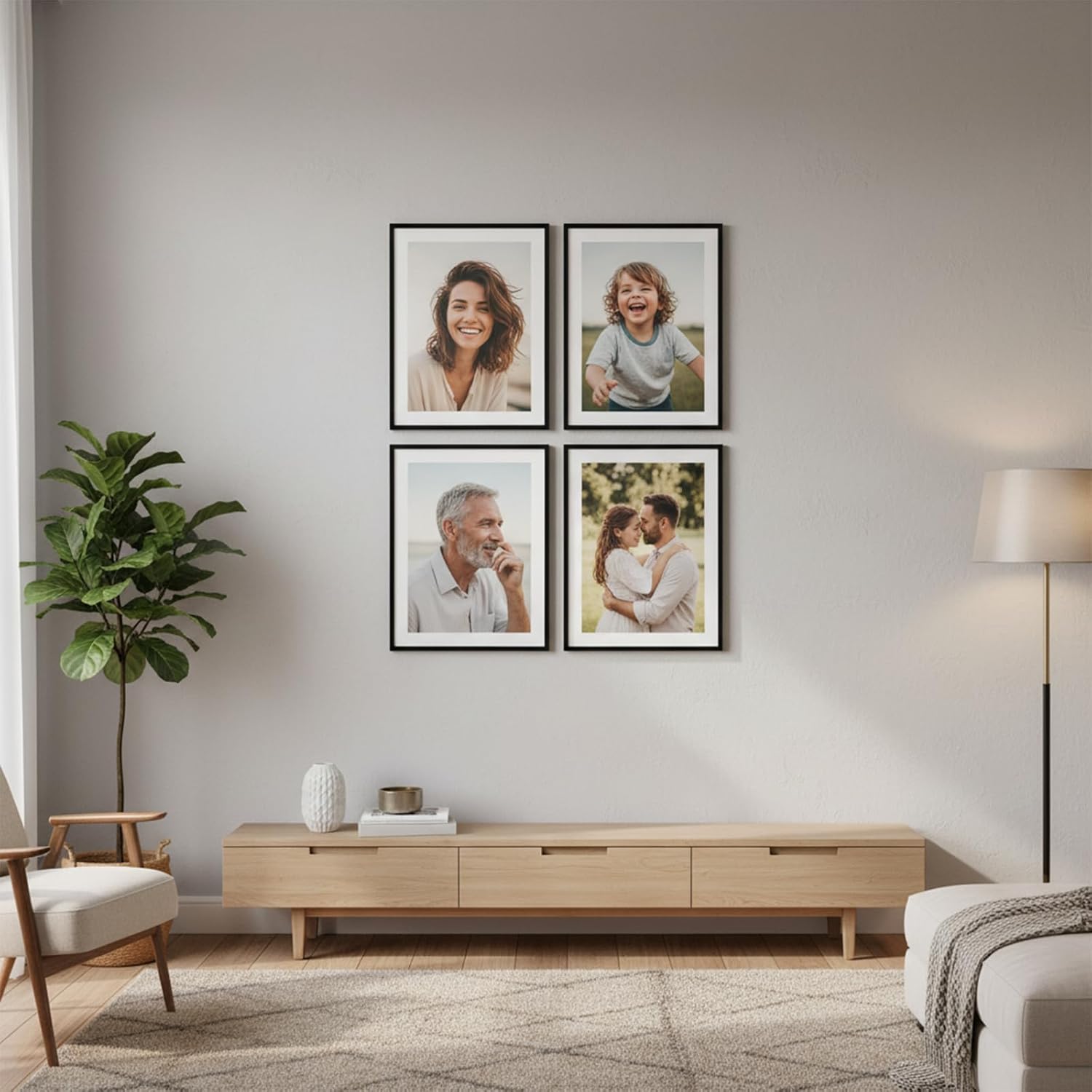 Boarding 12X16 Poster Frame 4 Pack, Scratch-Proof Picture Frames for Photo Gallery, Slide-In Strips,Photo Frames 12 x 16 for Horizontal or Vertical Wall Display, Black