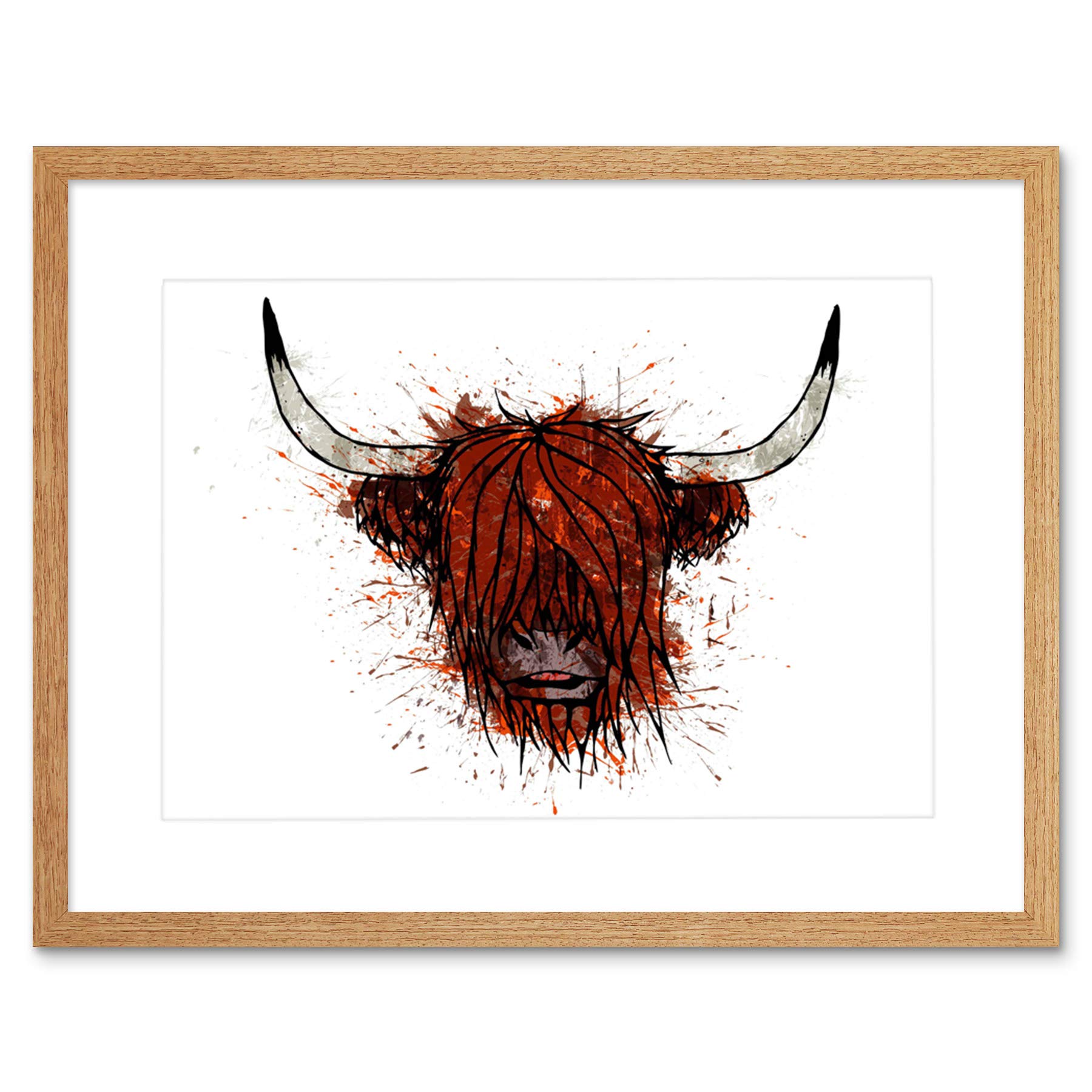 Wee Blue Coo Highland Cow Portrait Art Framed Wall Art Print