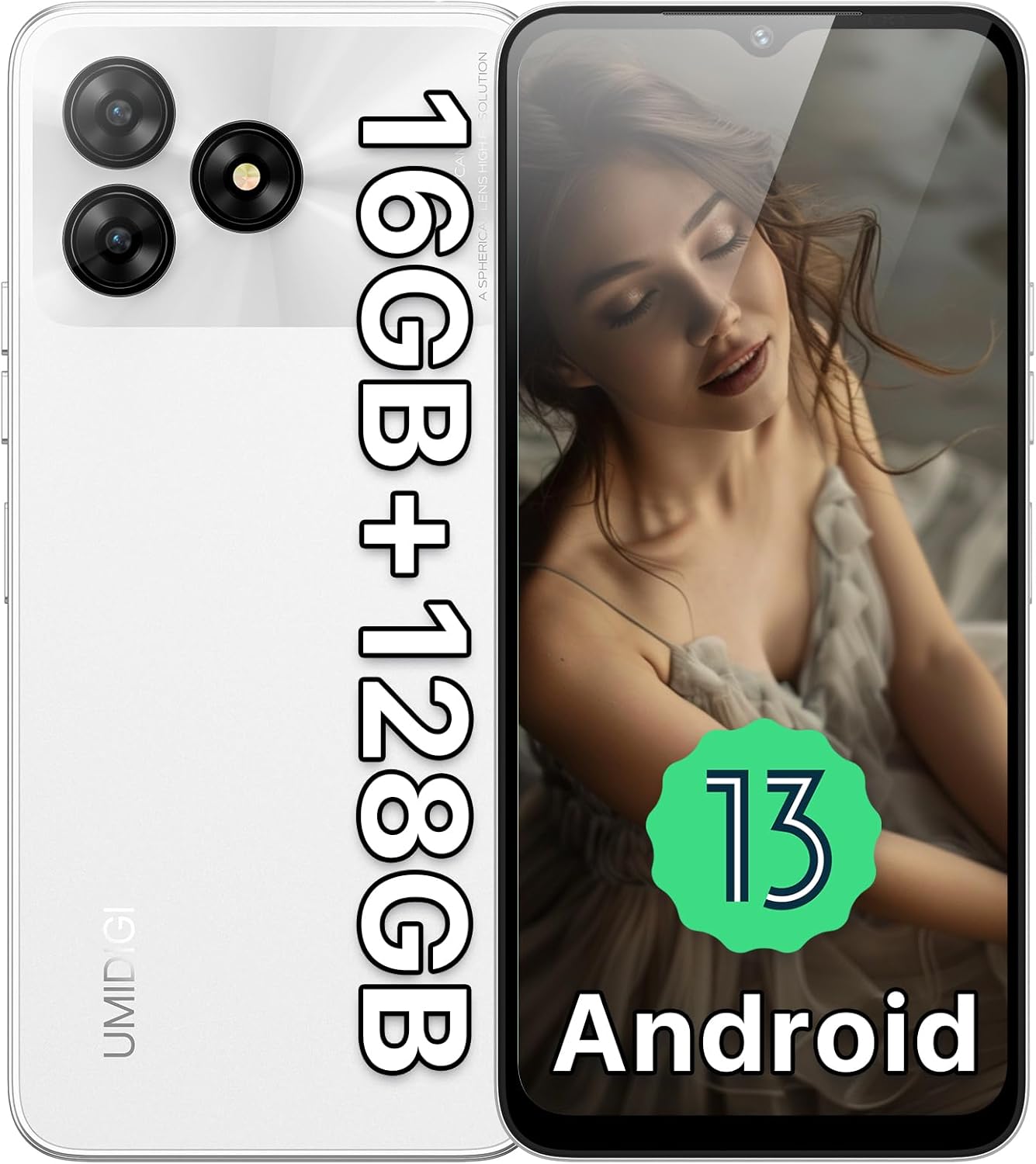 UMIDIGI Unlocked Cell Phone, G5 Android 13 Smartphones, 5000mAh 8+128GB/TF 1TB Expand, Ultra-Slim 6.6″ Screen Unlocked Phones, 50MP AI Camera Fingerprint/Face Unlocked 4G Dual SIM Mobile Phones