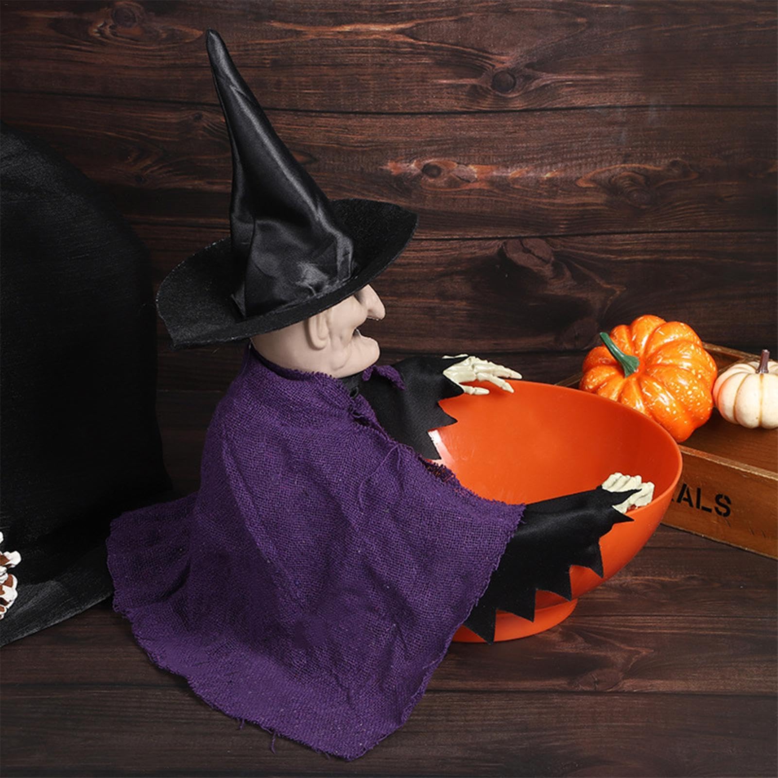 Hexen Bonbonhalter Animiert - Halloween Deko Mit Licht & Sound, Bewegungssensor