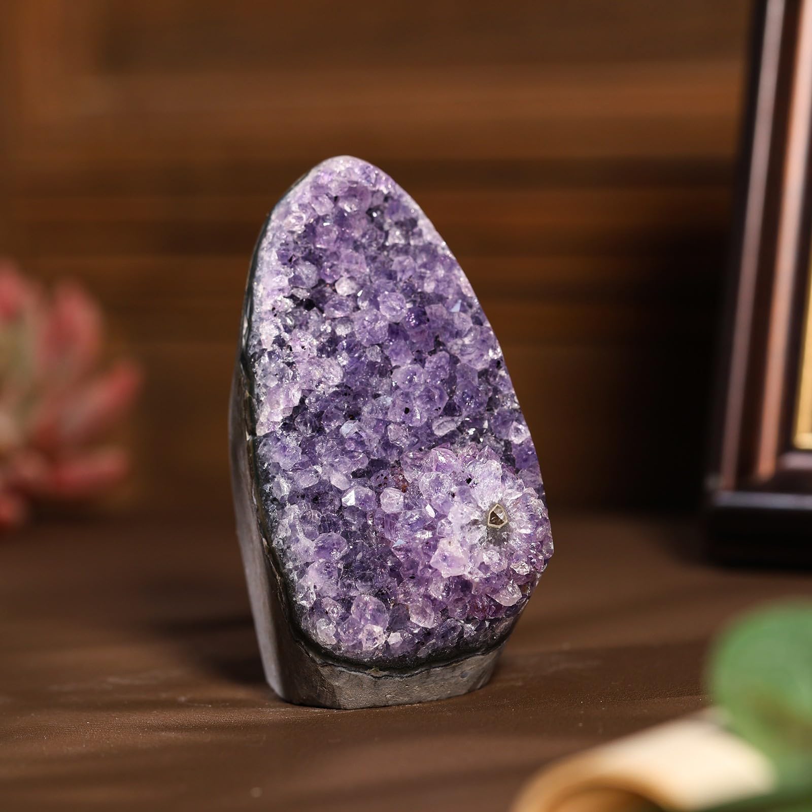 Natürliche Amethyst Kristall Geode Amethyst Stein Mineralsonde | Amethyst Crystal Rock Geodes für Meditation, rauer Stein Geode Quartz Heimdekor für Reichtum und Glück, 0,88-1,1 lb